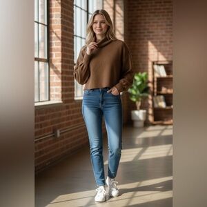 Princess Polly Cowl Neck Sweater Women’s Size 4 Brown Cropped